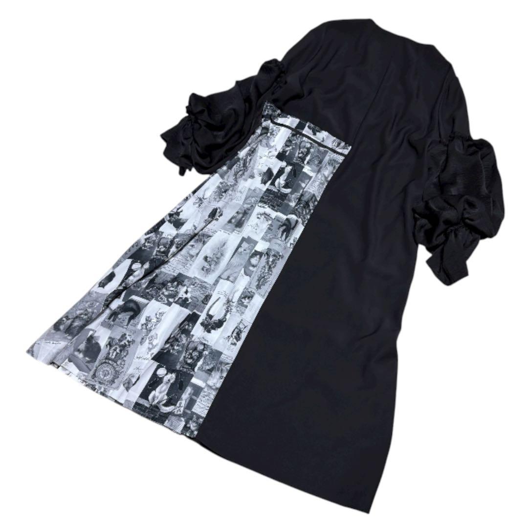 ふりふ from cats ナポレオンワンピース　総柄　猫　キャット　ブラック