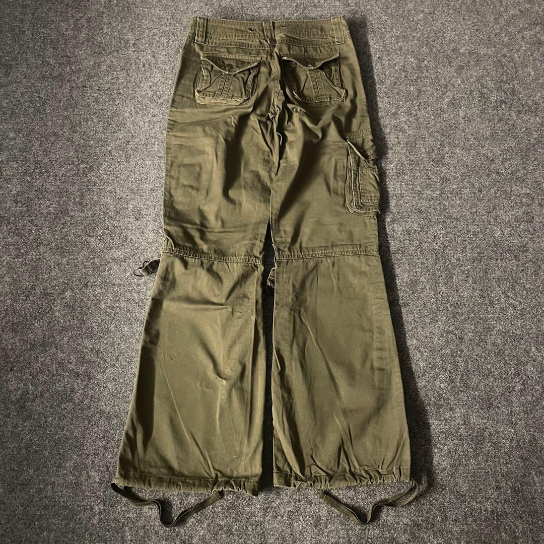 蓮様　フレア　カーゴパンツ　ギミック　ミニタリー　y2k カーキ S