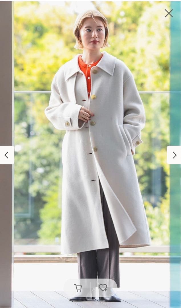 Ray BEAMS ウール　ホワイト　アイボリー　ロングコート