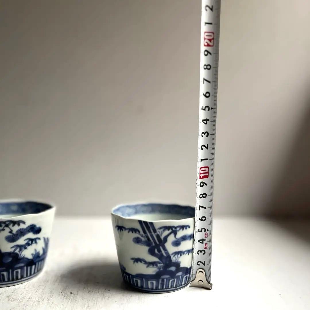 【かいわれ様リクエスト】496 骨董 古伊万里 染付 蕎麦猪口 ❶ 2点
