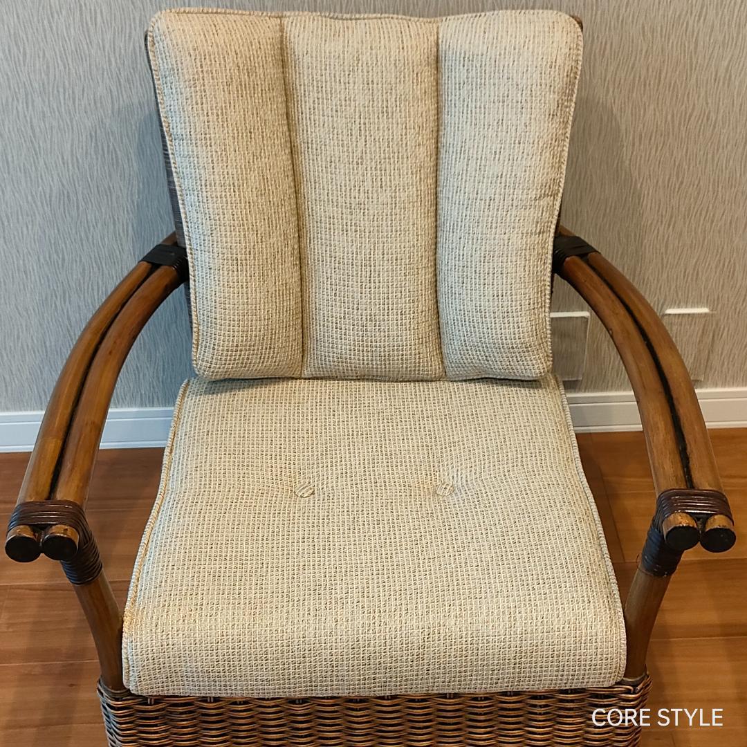 美品　KAZAMA 　ラタン　籐ソファ 　1人掛け　ラウンジチェア　A1