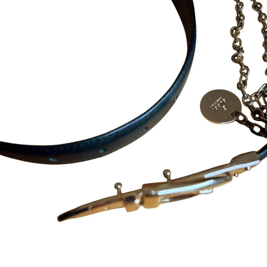 グッチ レザー ベルト チェーン付 黒