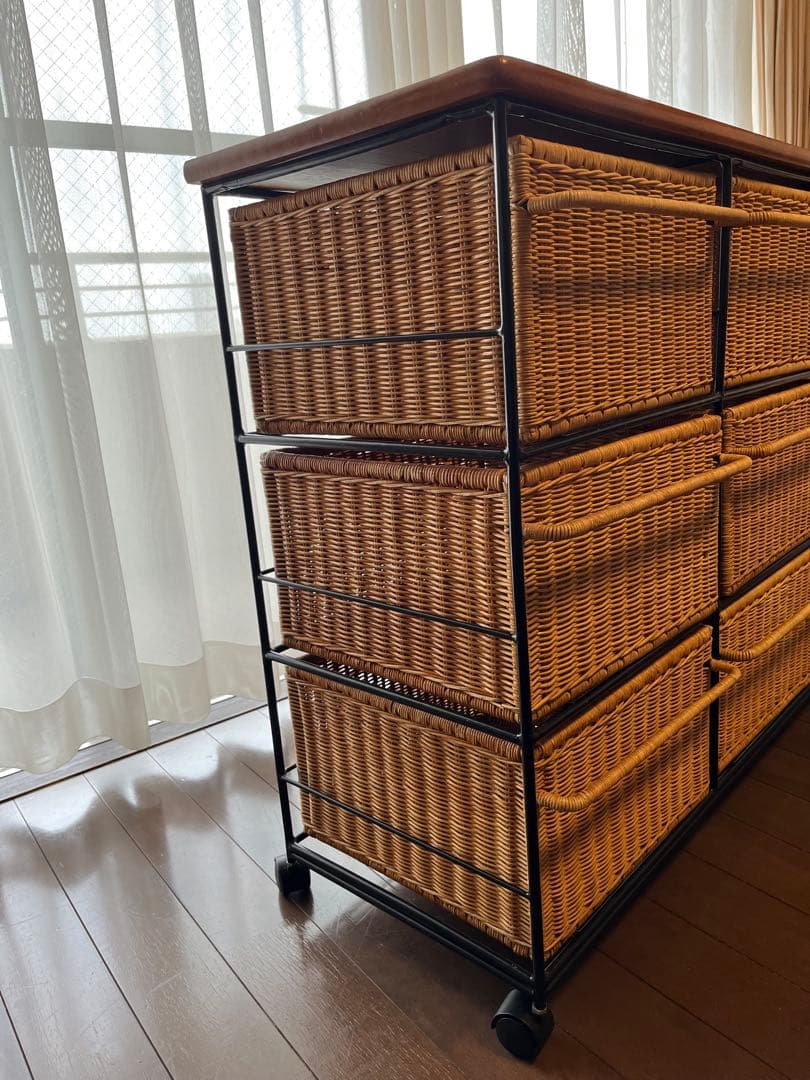 籐&アイアン 収納　ラタンチェスト