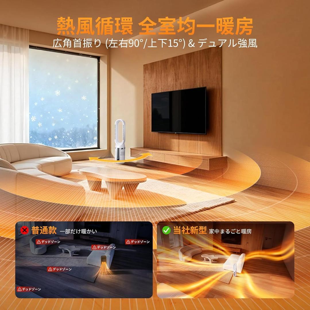 【新品未使用】 セラミックヒーター スリム扇風機 タワーファン ファンヒーター