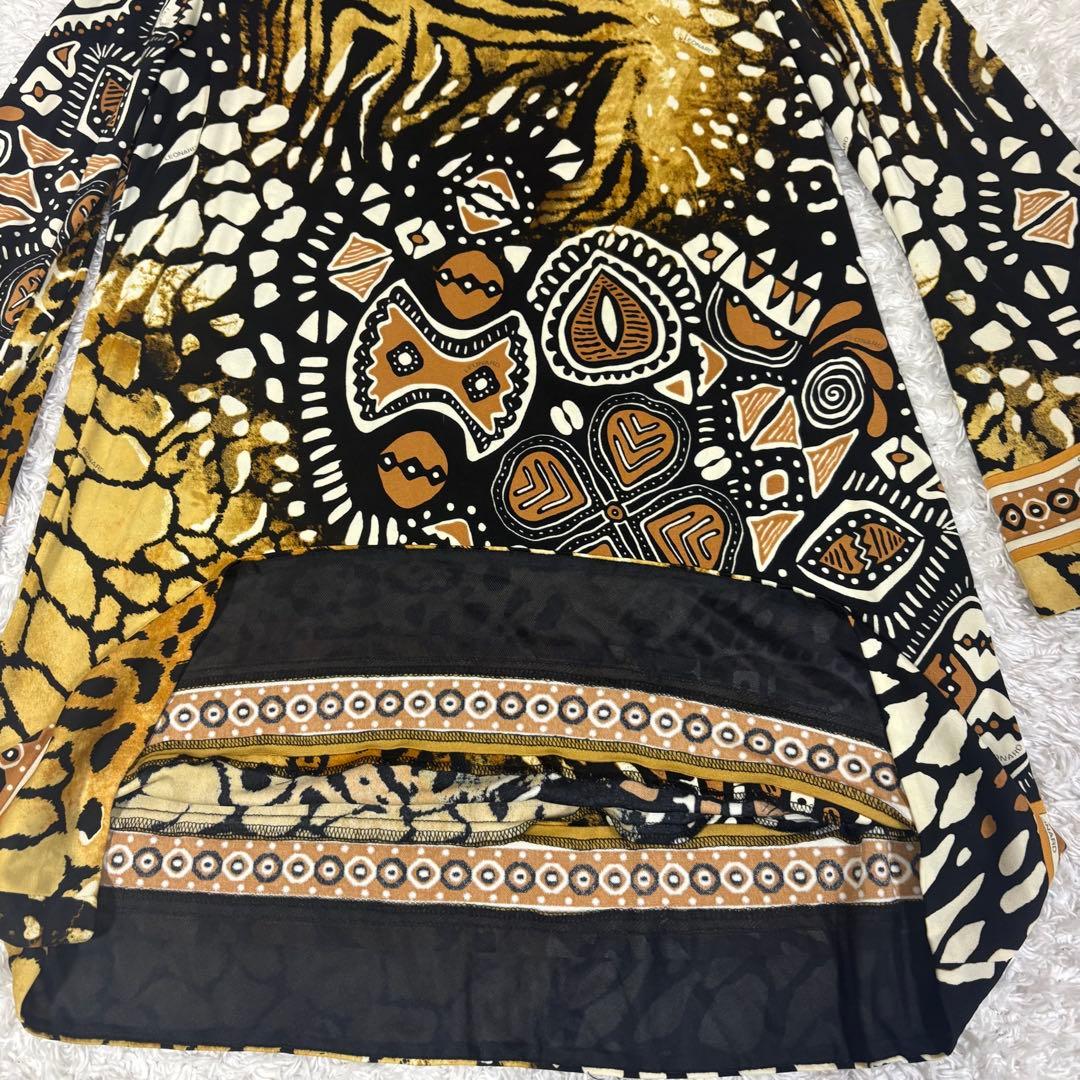 美品✨レオナール チュニック　ロングカットソー　長袖　カンカン素材　総柄