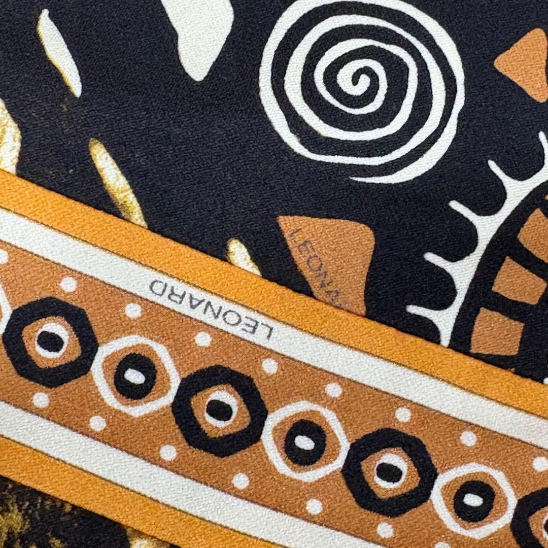 美品✨レオナール チュニック　ロングカットソー　長袖　カンカン素材　総柄