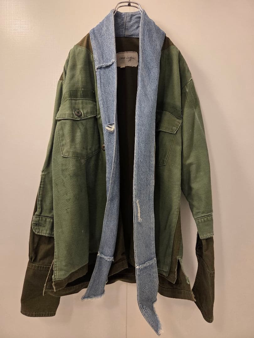 GREG LAUREN デニム切替 ミリタリーKIMONOジャケット SIZE3