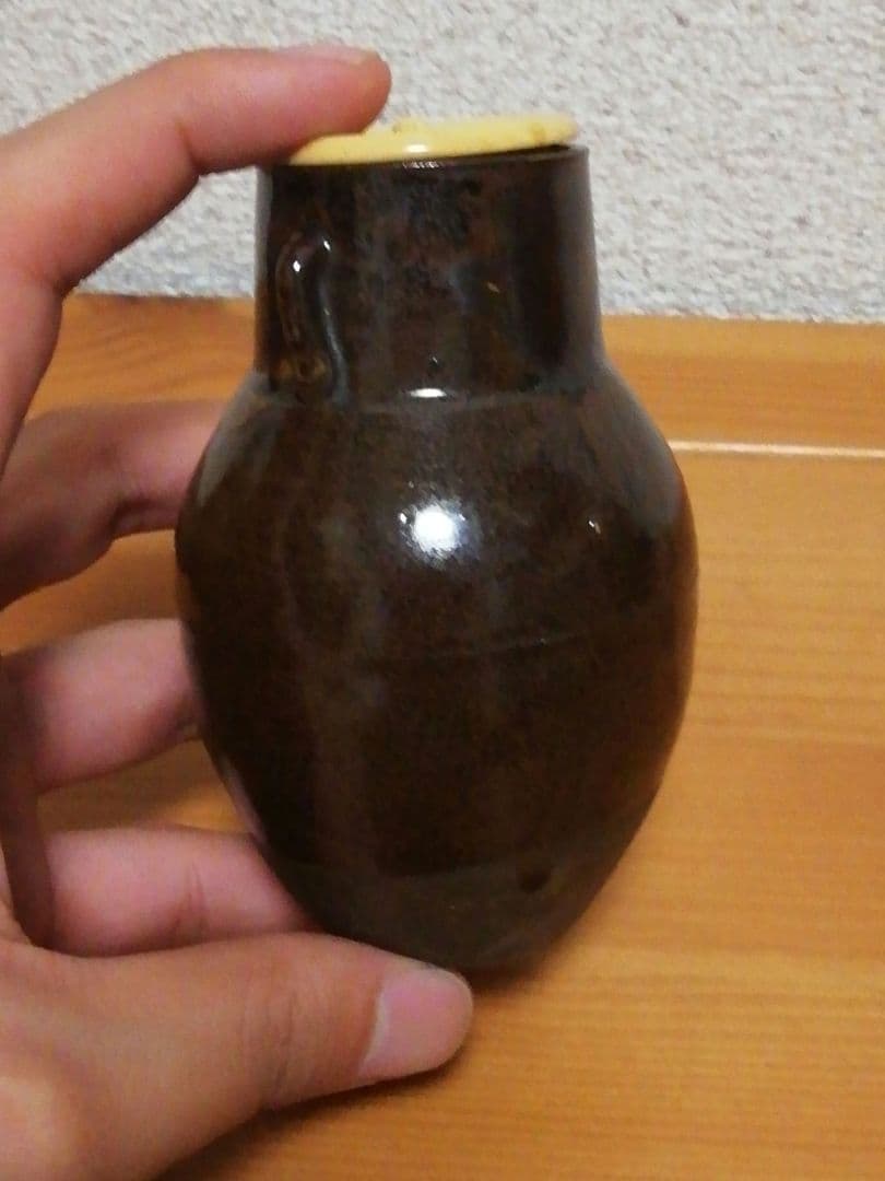 淡々斎書付　銘『千代の栄』　高取　耳付　茶入　共箱　仕服付　茶道具