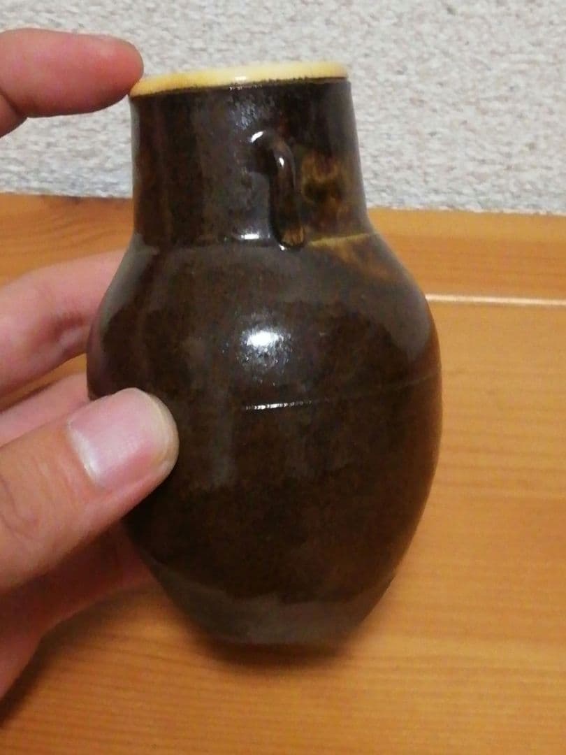 淡々斎書付　銘『千代の栄』　高取　耳付　茶入　共箱　仕服付　茶道具