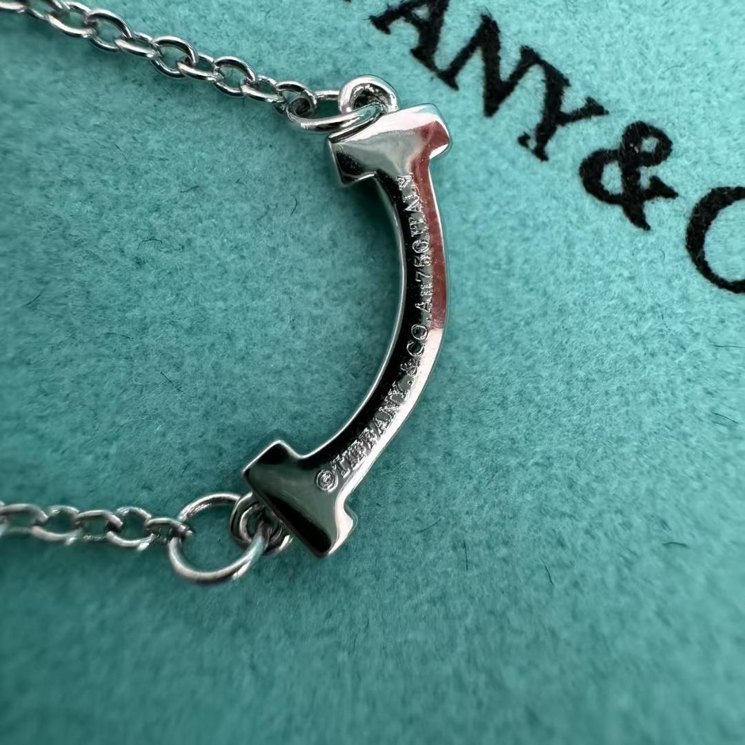 超美品 Tiffany ティファニー T スマイル ミニ ダイヤ ネックレス@