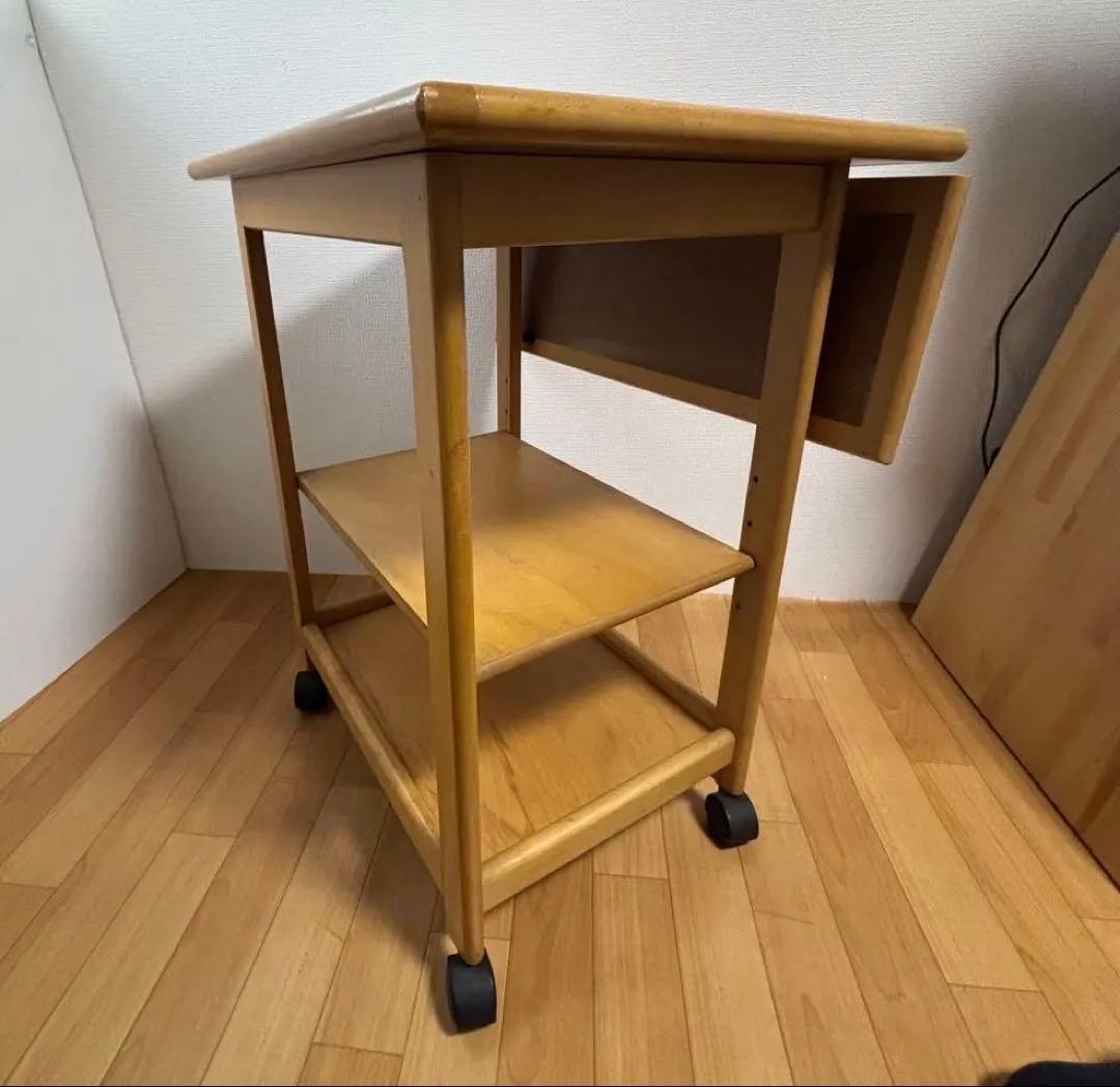 カリモク キッチンワゴン 拡張式 サイドテーブル