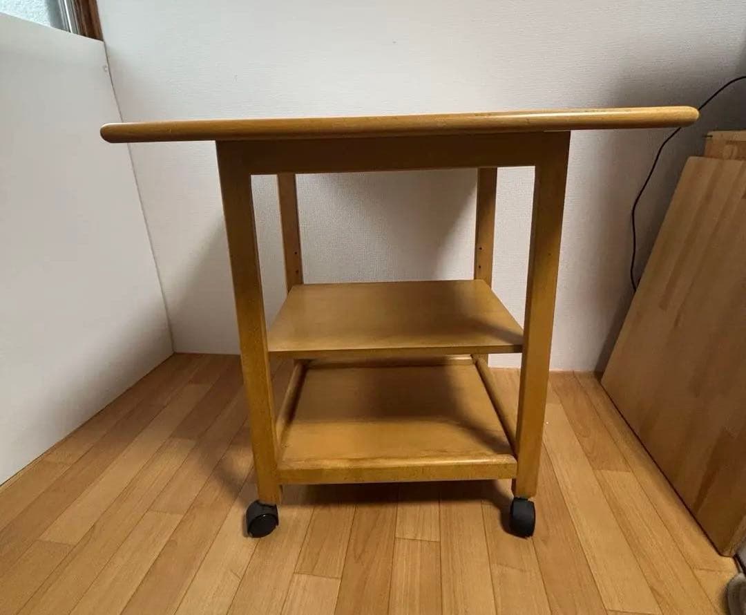 カリモク キッチンワゴン 拡張式 サイドテーブル