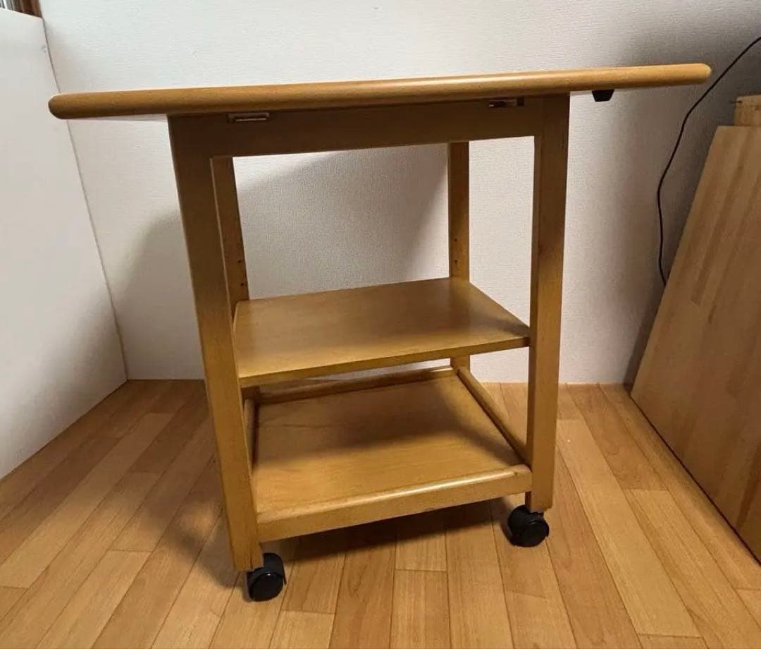 カリモク キッチンワゴン 拡張式 サイドテーブル