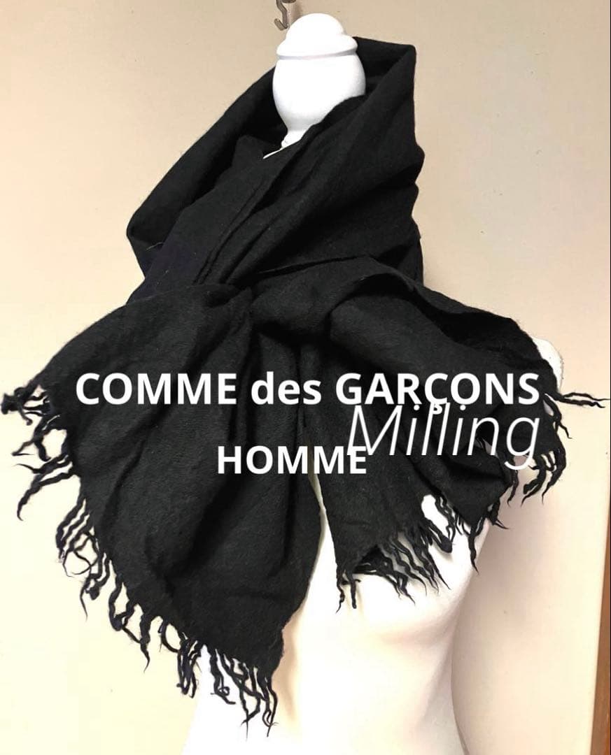 コムデギャルソンHOMME 縮絨ウールマフラー BLACK❣️