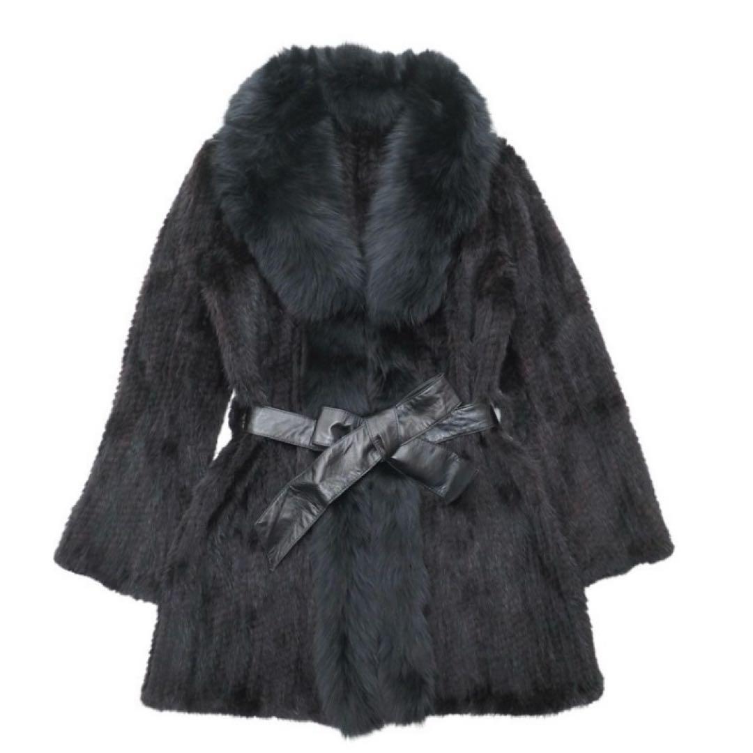 BUI 毛皮コート ミンクヤーン 衿:フォックスファー　S-M