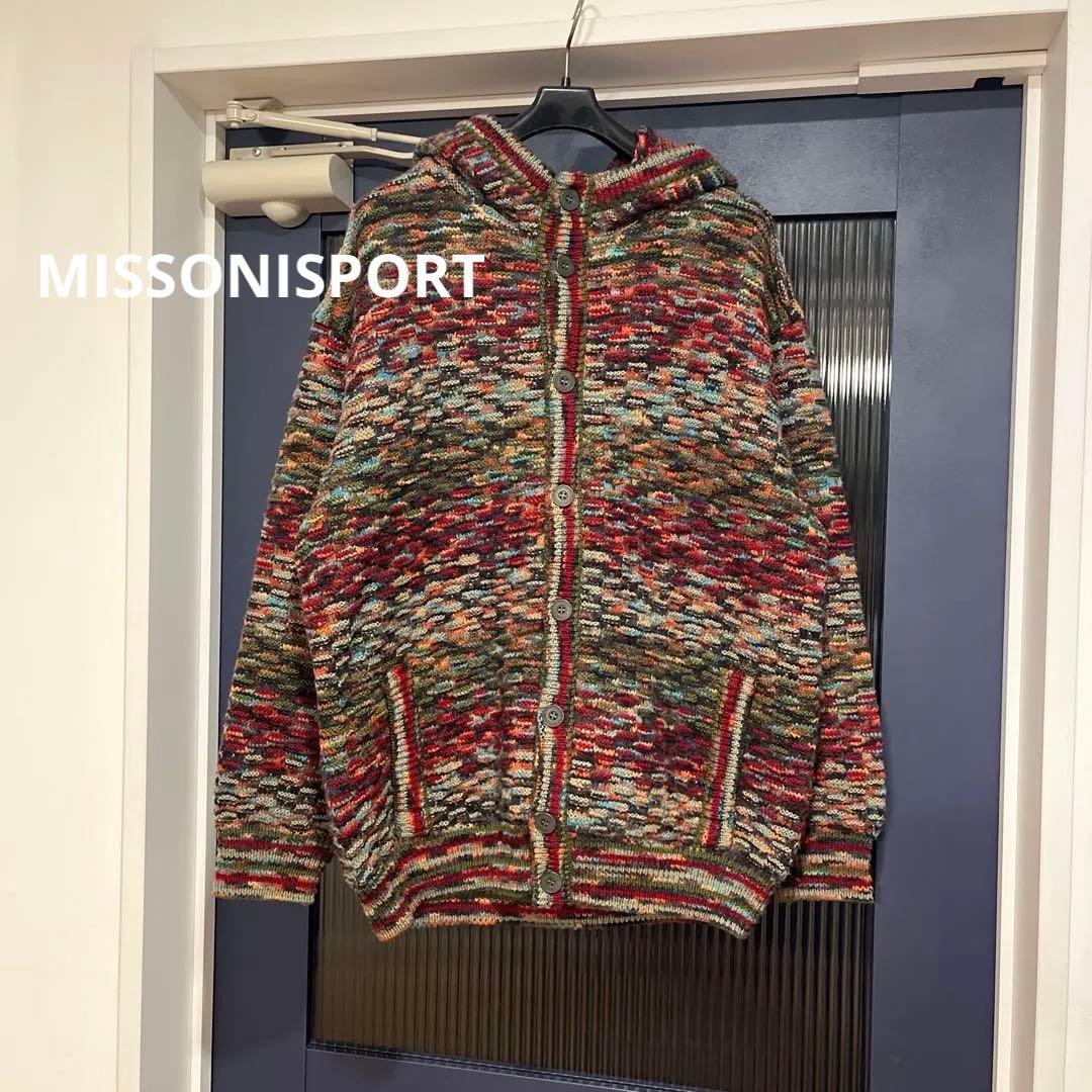 MISSONISPORTニットフードパーカー