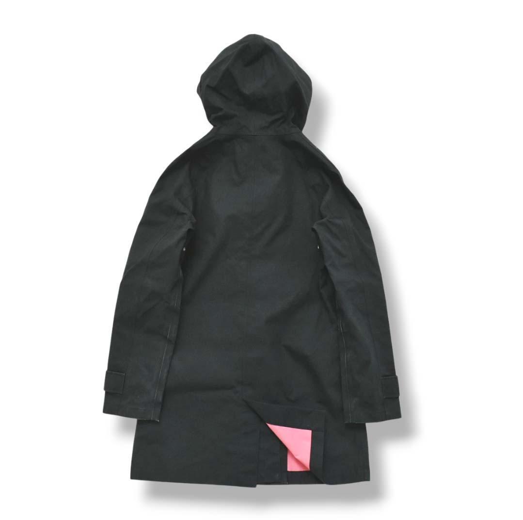 エーグル AIGLE フード付き 刺繍ロゴ ロング レイン コート M 紺 ♪