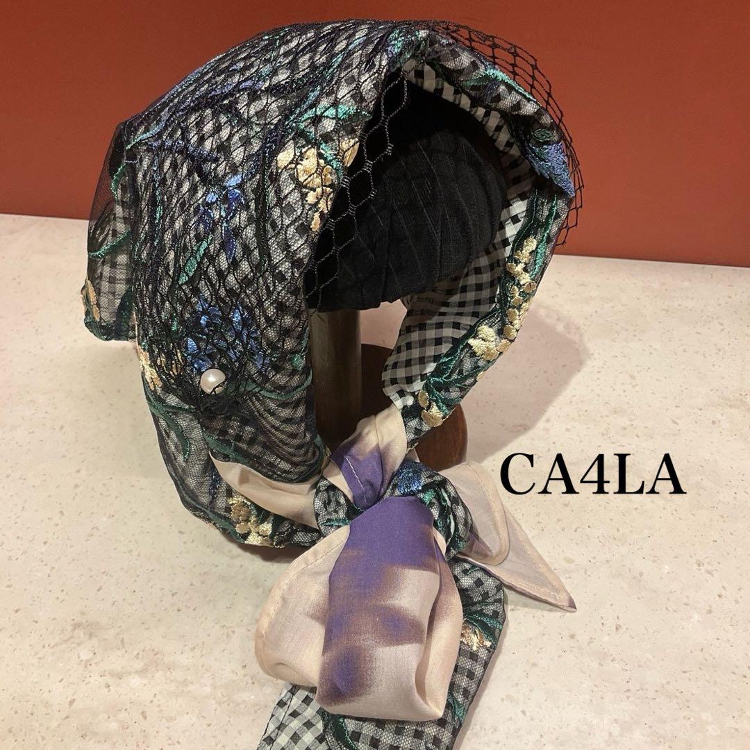 ネコレーヌ CA4LA 花柄チェック バブーシュカ