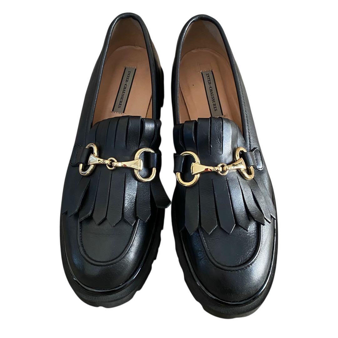 INTER-CHAUSSURES ラウンドトウキルトビットローファー37