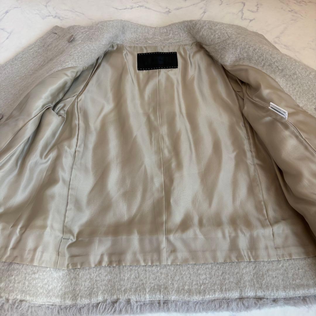 【極美品】TO BE CHIC モヘヤ ファー切替 ショートコート グレー 40