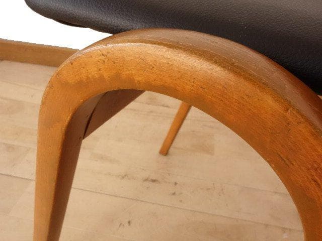 秋田木工　スタッキングスツール（カーキ色）②　座面張替・再塗装済ＵＳＥＤ