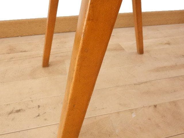 秋田木工　スタッキングスツール（カーキ色）②　座面張替・再塗装済ＵＳＥＤ