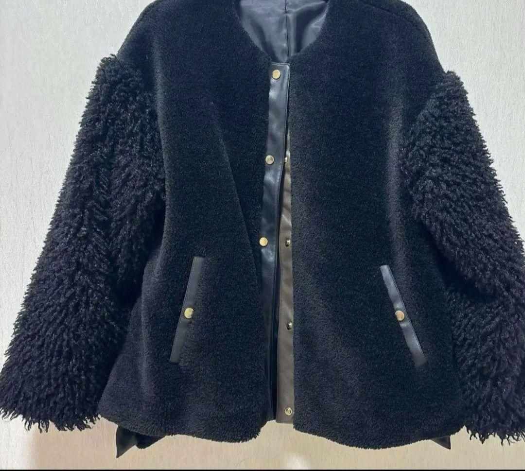 （5日まで出品）LASUD スリットロゴボアブルゾン