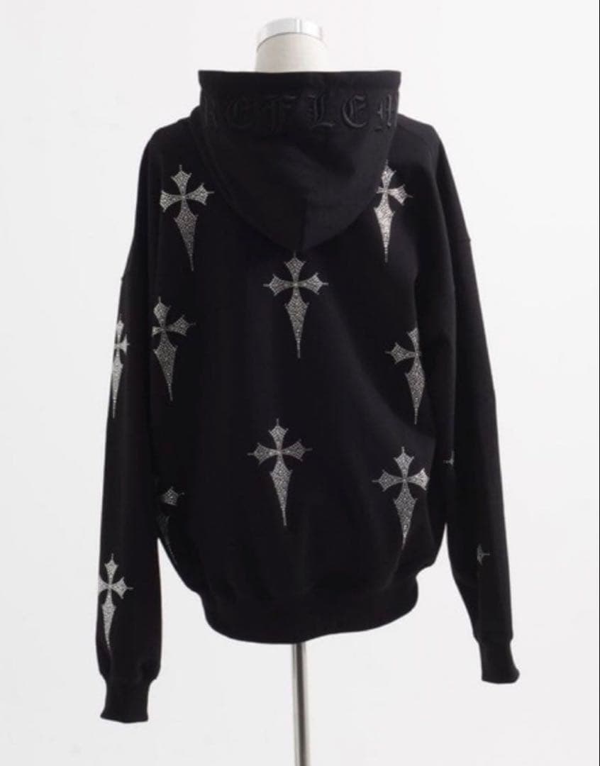 REFLEM レフレム　ラインストーンパーカー　黒 × シルバー