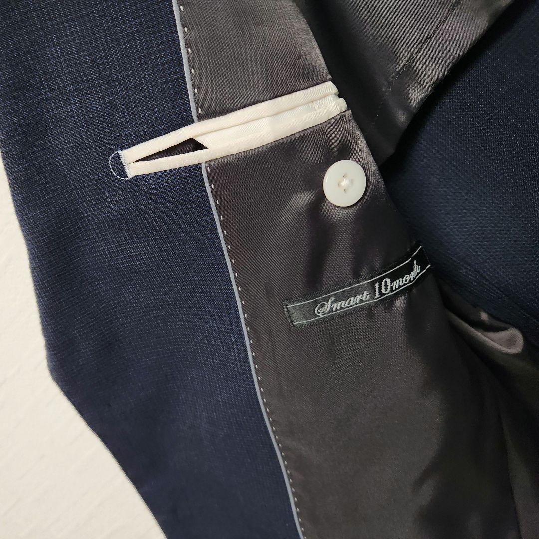 オリヒカ　メンズスーツ　スリーピース　セットアップ　濃紺ブルー　チェック　細身