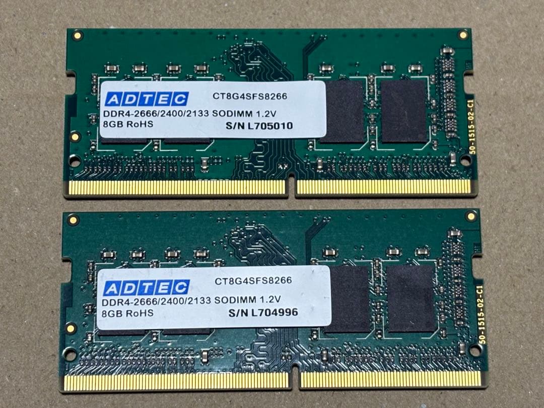 メモリー ADTEC DDR4 2666MHz SODIMM 16GB (8GB x 2)