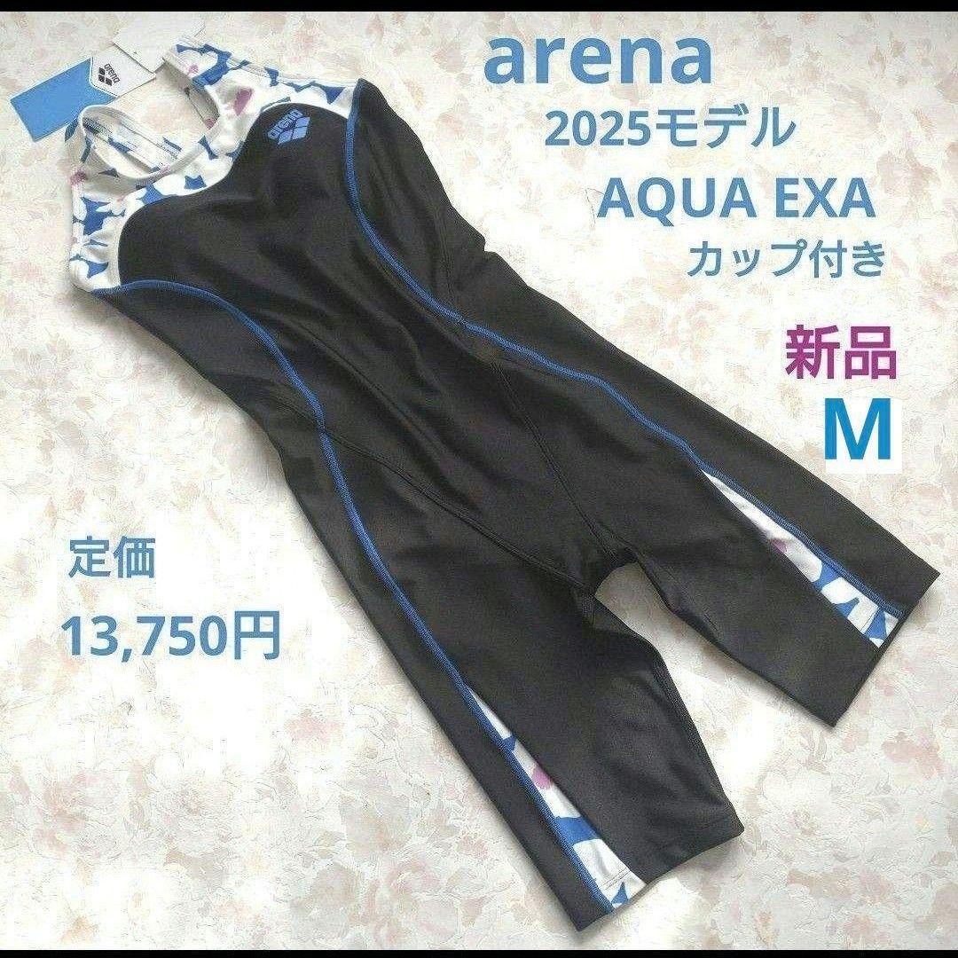 M 新品 arena 2025 AQUA EXA パッド付 練習水着 花 撥水