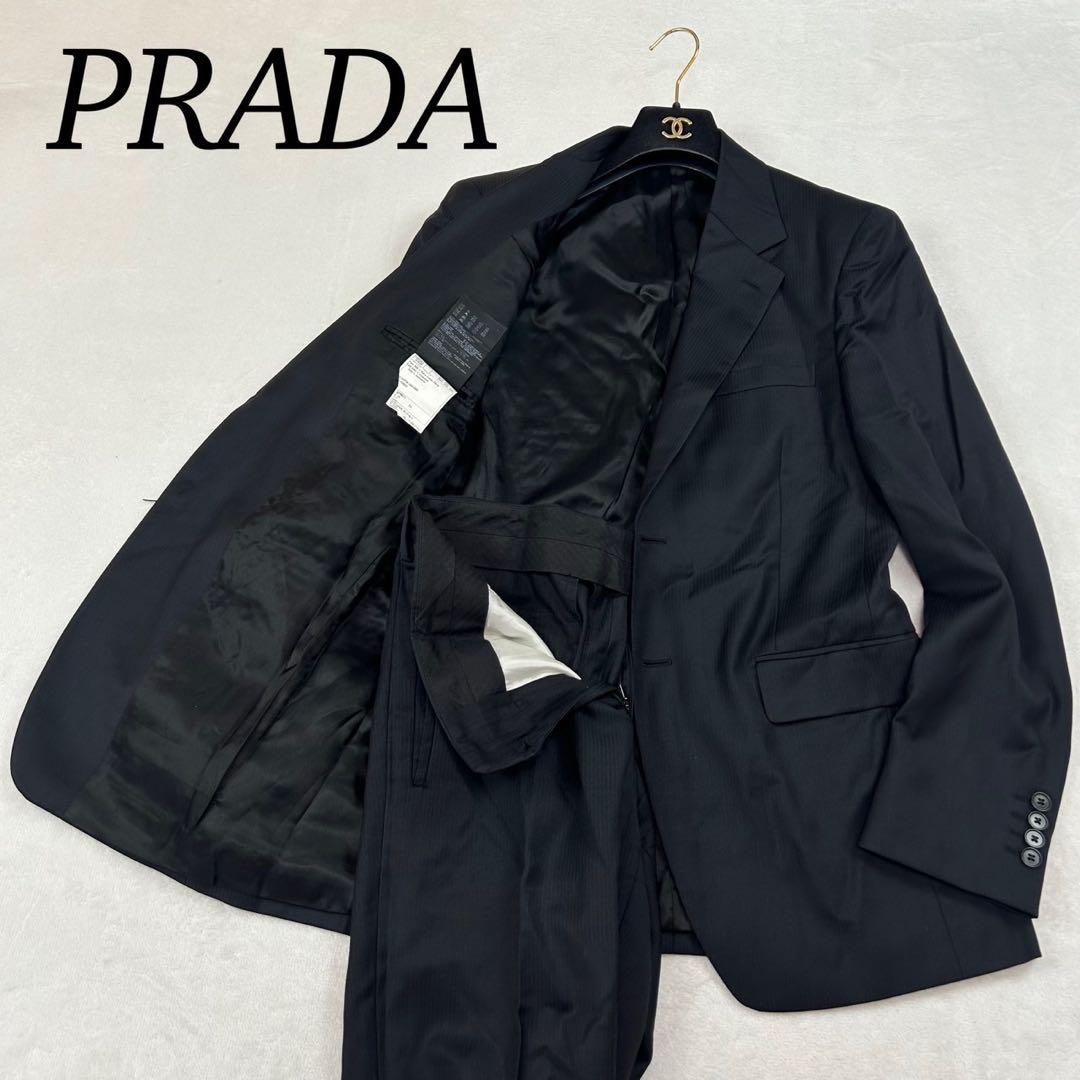 J608 L プラダ イタリア製 スーツ上下 ブラック メンズ