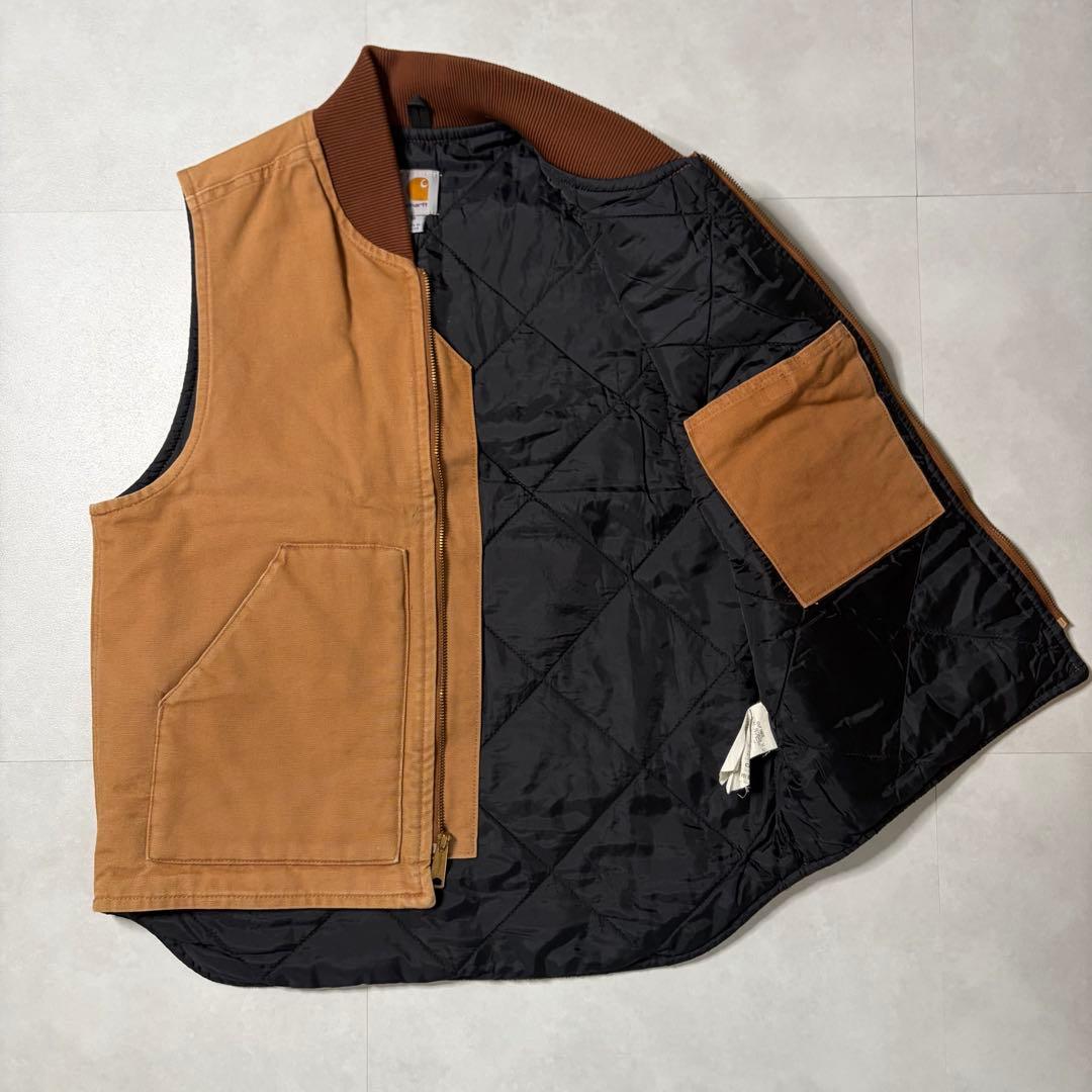 【美品】Carhartt カーハート ダックベスト キルティング キャメル M