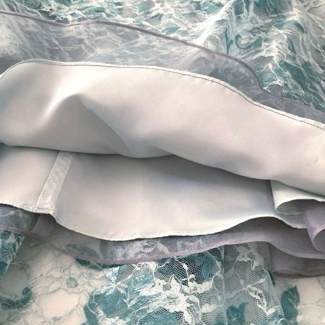 新品★ AIMER 花柄レース ドレスワンピース チュール バッククロス リボン