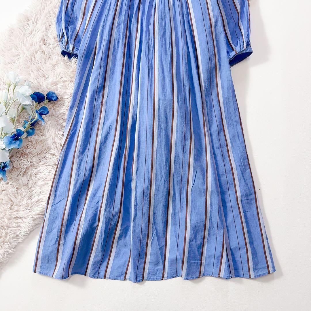 極美品ꕥヌキテパ 2023 完売品 コットンボイルストライプギャザードレス M