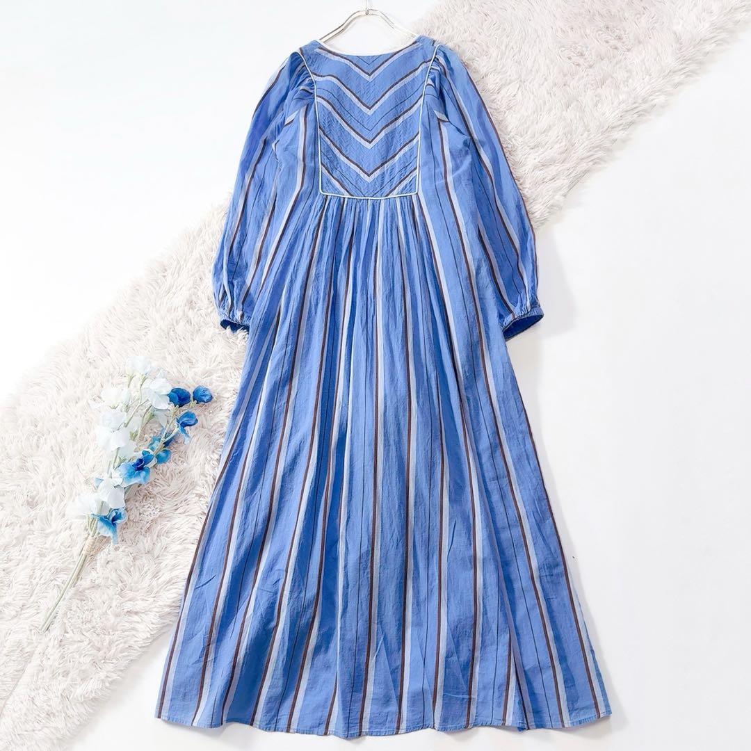 極美品ꕥヌキテパ 2023 完売品 コットンボイルストライプギャザードレス M