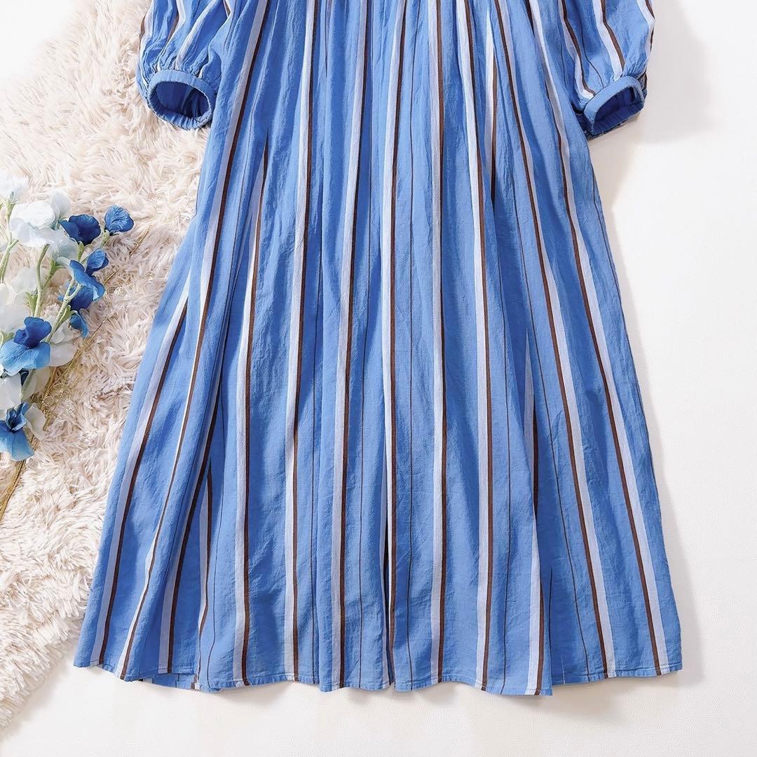 極美品ꕥヌキテパ 2023 完売品 コットンボイルストライプギャザードレス M