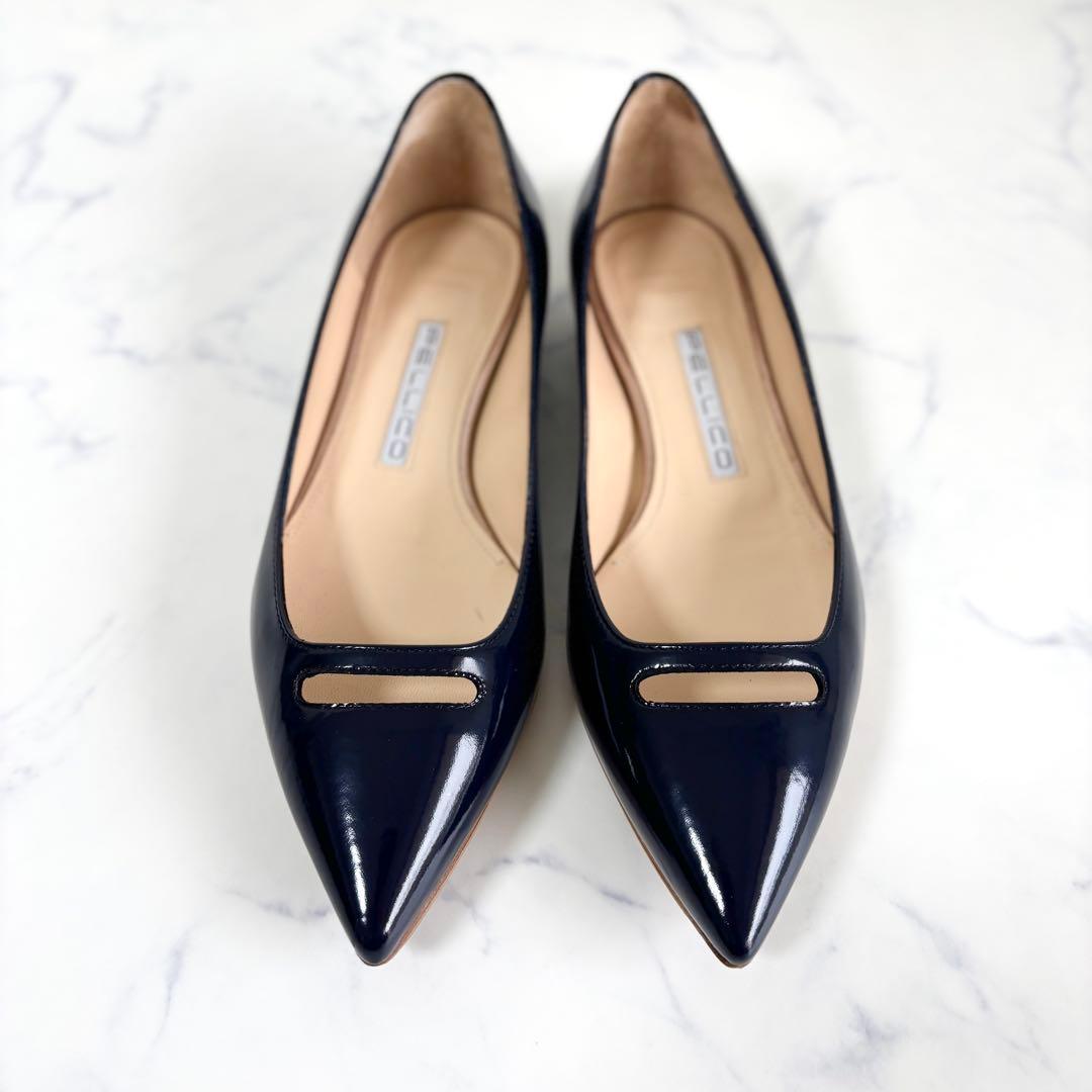 美品 ペリーコ 5.5 アネッリ プラットパンプス アンドレア ダークネイビー