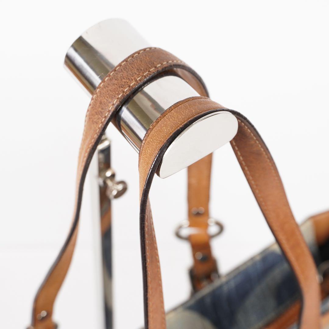 美品 COACH ハンドバッグ シグネチャー ターンロック デニム