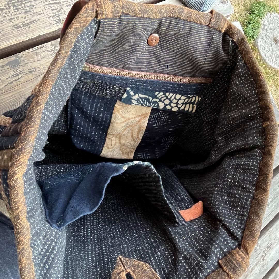 胡桃の下かご付きパッチワークバッグ