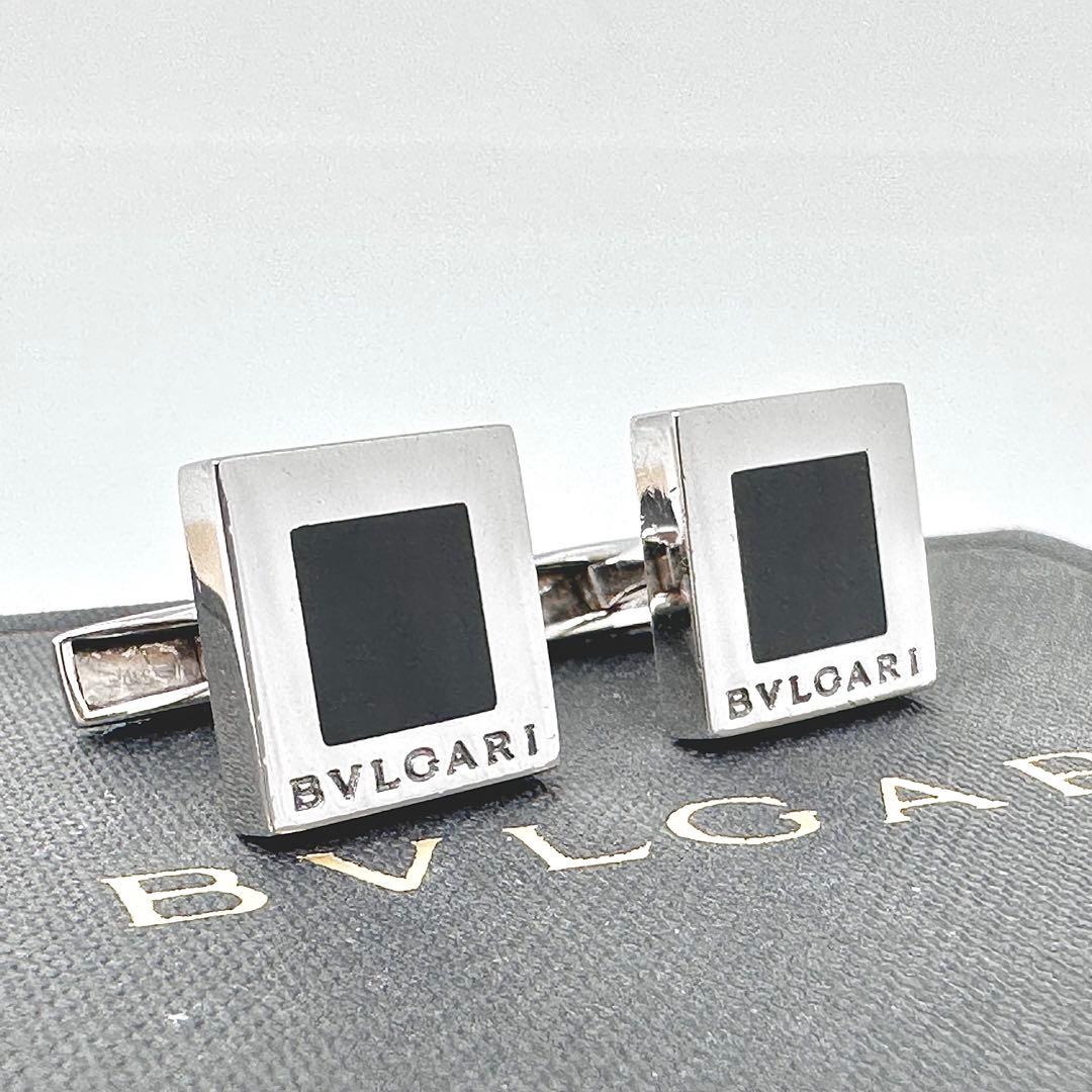 BVLGARI ブルガリ　スクエアトップ　オニキス　シルバー　カフス　925