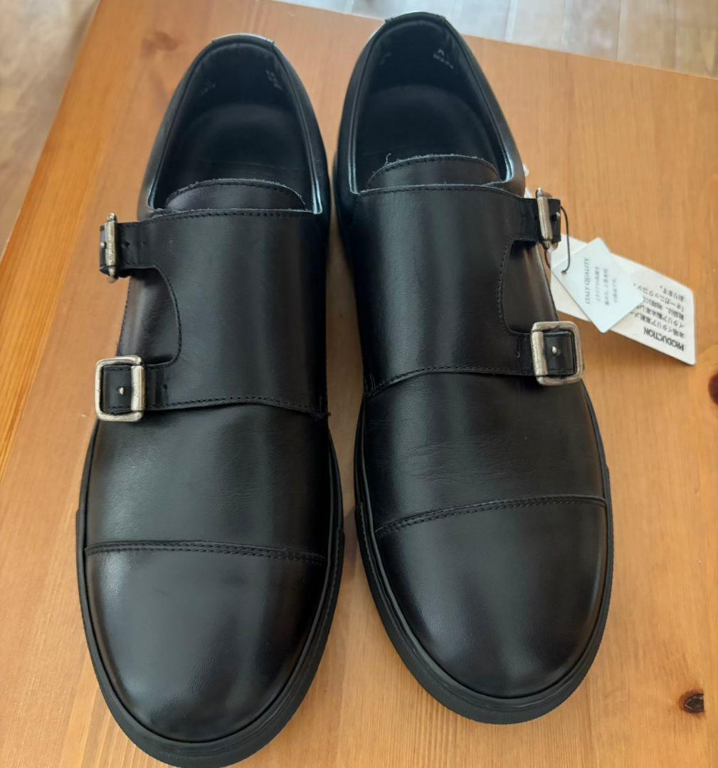 HILTON ブラック ダブルモンクシューズ 25.0cm