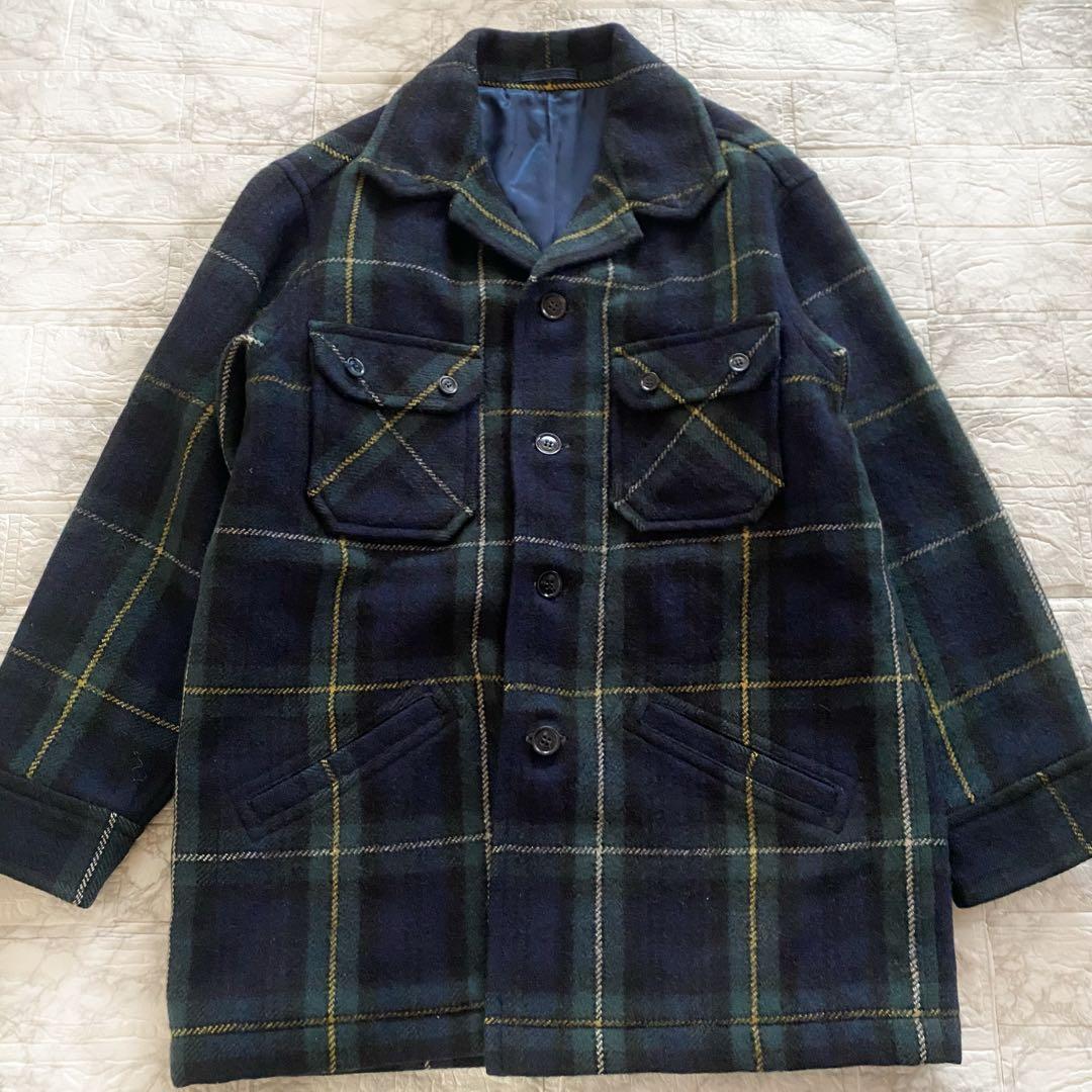 フクゾー　カーコート　ウールコート　チェック　メンズ　L 厚手　ジャケット