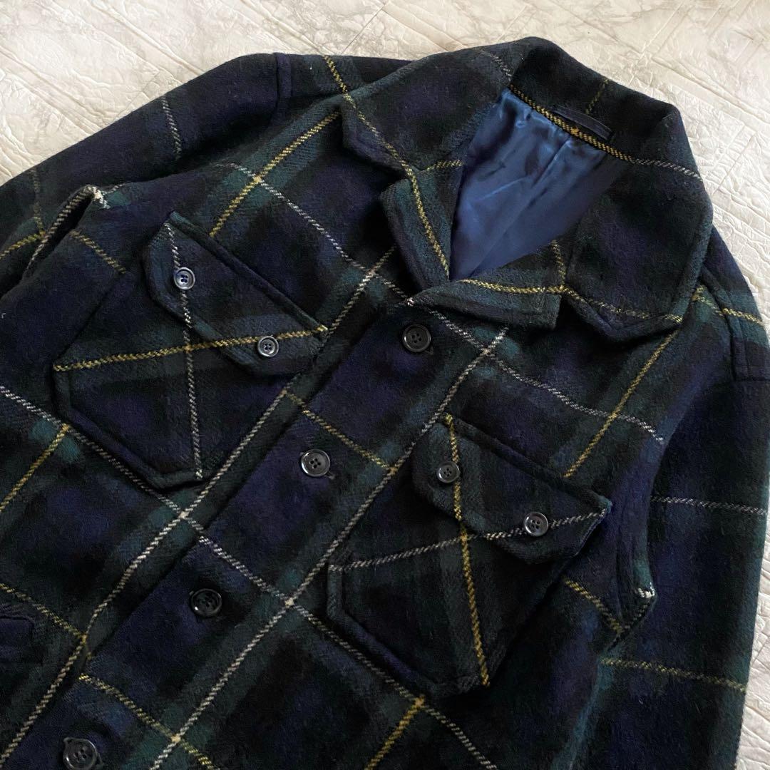 フクゾー　カーコート　ウールコート　チェック　メンズ　L 厚手　ジャケット