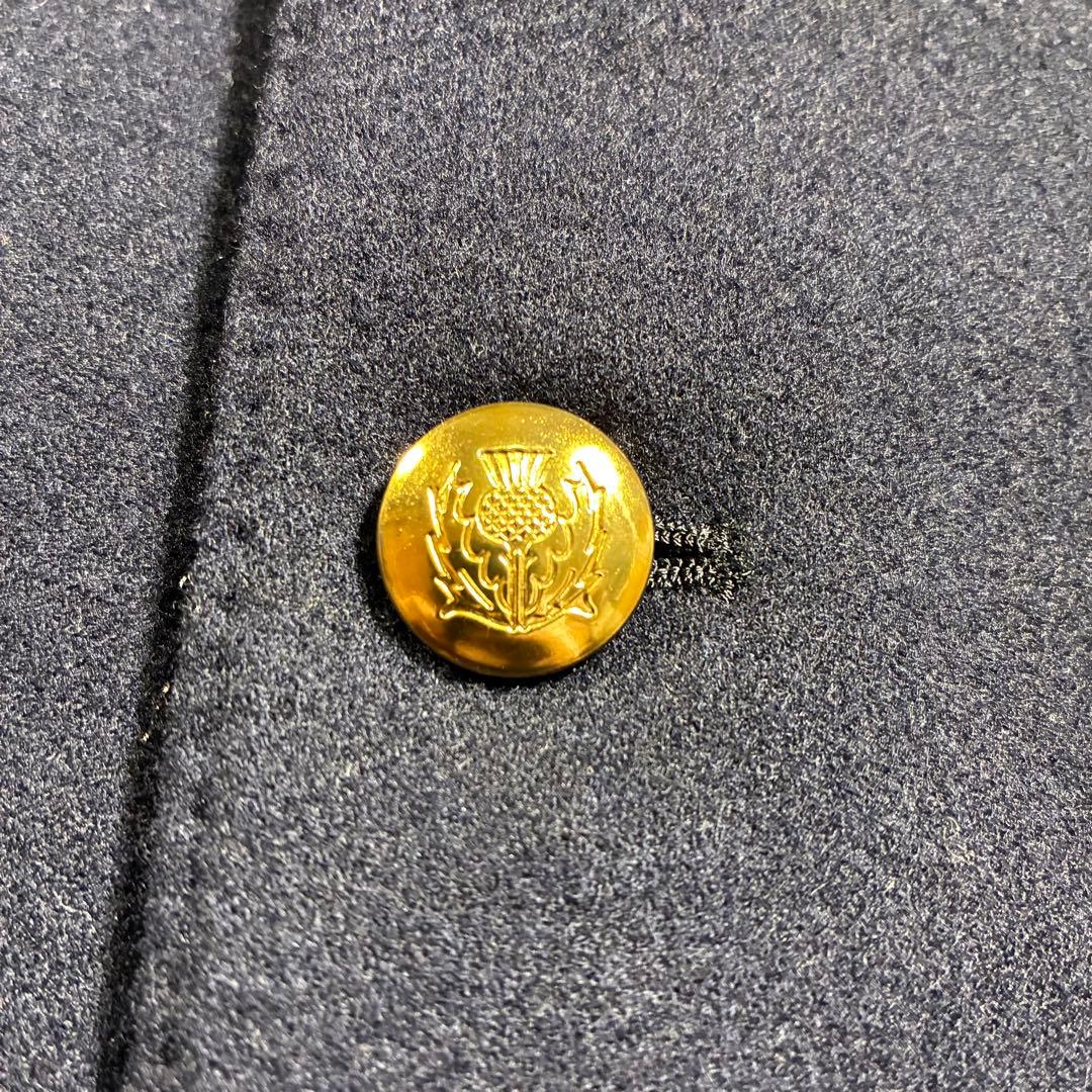 【高級・金ボタン】グレンオーバー　紺ブレ　チェック　ウール テーラードジャケット