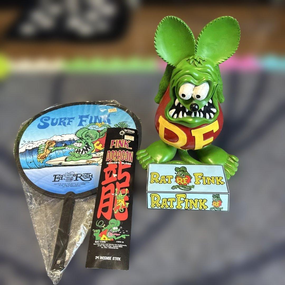 Rat Fink 30cmフィギュアと、うちわとお香