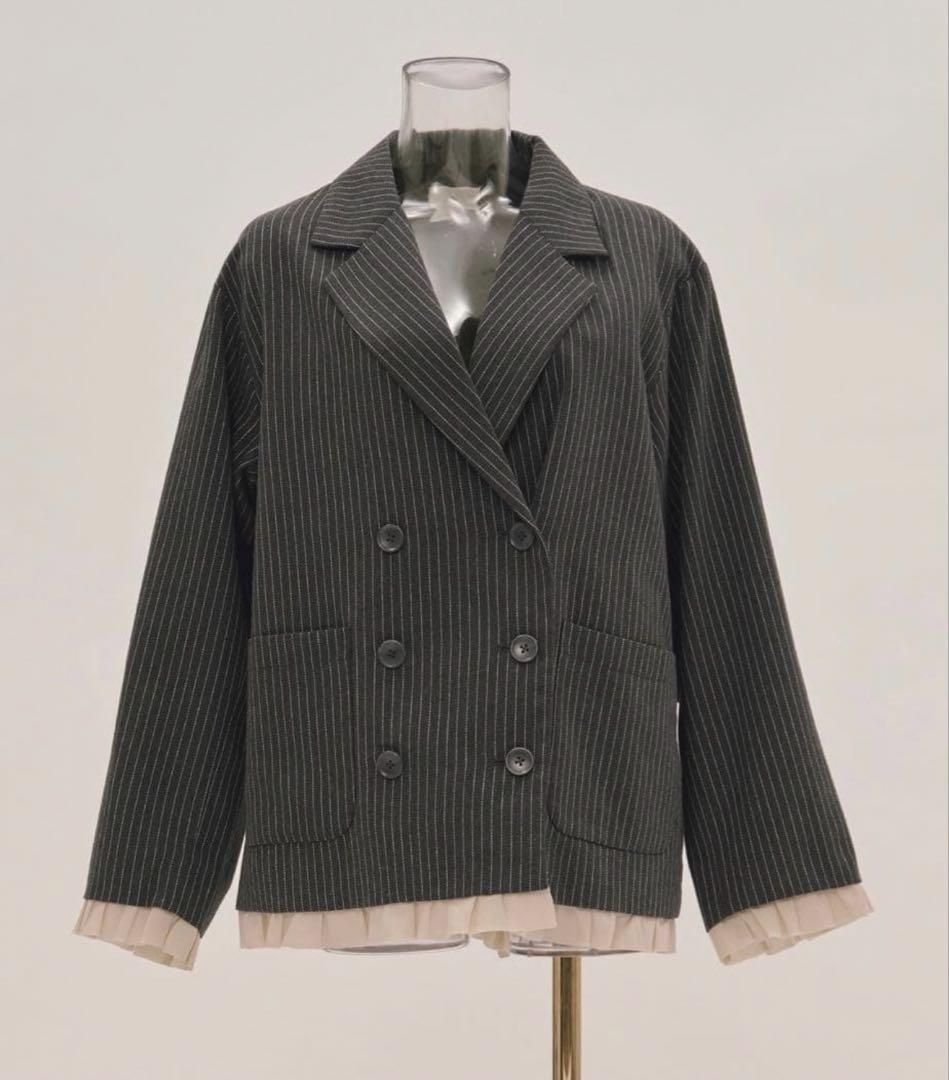 【loin nuit】フリルレイヤードデザインジャケット グレー