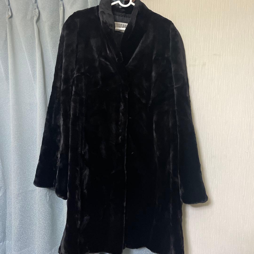 毛皮 シェアードミンクコート freesize 黒 長め