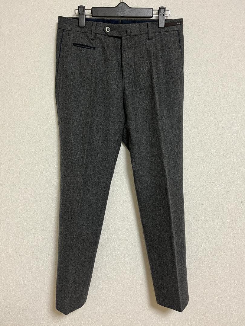 PT01 グレー ウール フランネル スラックス パンツ 446 bespoke