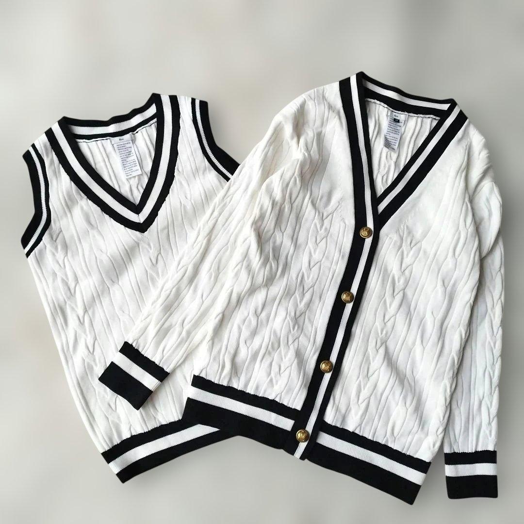 25年♡美品✨Sov. ケーブルニットカーディガン&ベスト 金ボタン M/F